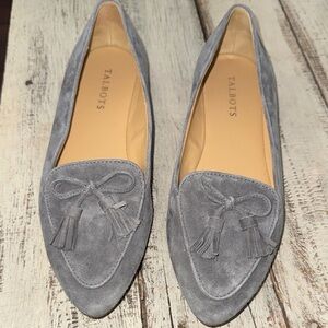 New Talbots Francesca Grey Suede Tassel Loafers